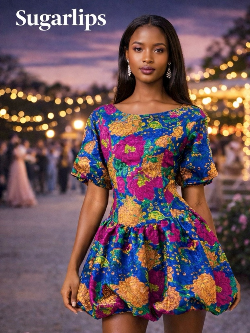 NWT SugarLips,Runway 2024/2025,Iriana Jacquard Floral Elisah Bubble Dress,Size M - Picture 3 of 6